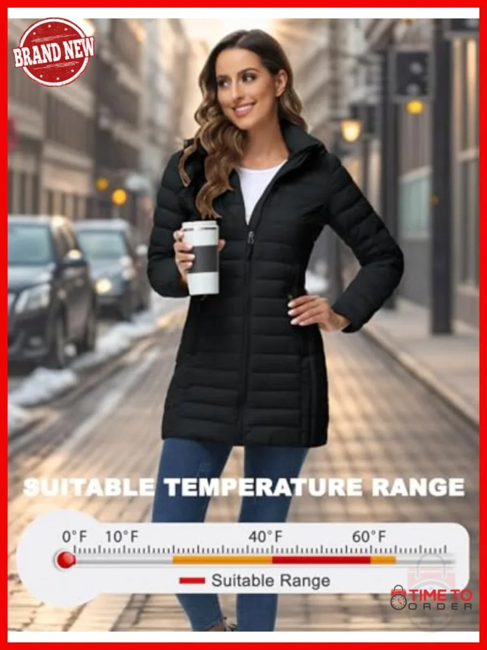 Womens Packable Puffer Jacket Hooded Lightweight Quilted Travel Coat_3